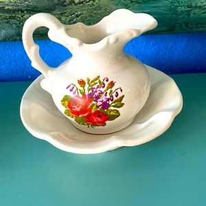 Vintage Small Floral Bowl & Pitcher